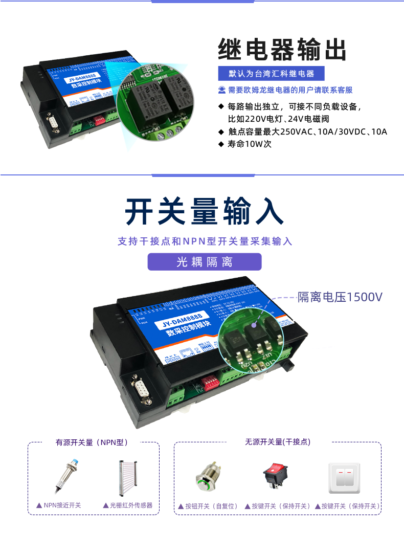 聚英8888系列繼電器智能自控模塊開關量輸入