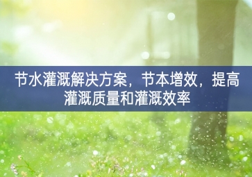 「智慧環(huán)?！构?jié)水灌溉解決方案，節(jié)本增效，提高灌溉質(zhì)量和灌溉效率